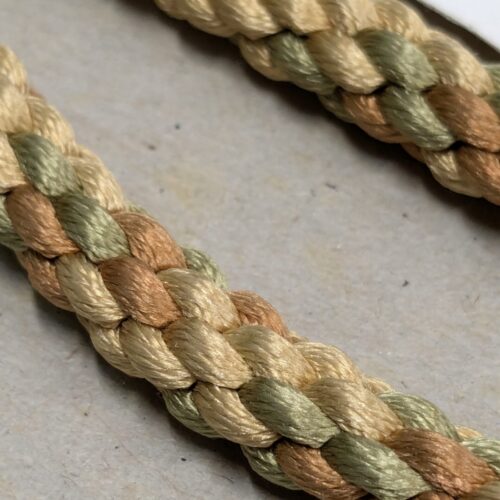 PXL_20241016_221616925 55" Scalamandre 100% Silk Rope Trim C42-59 (Trim Box B) Woven Green Brown Yellow