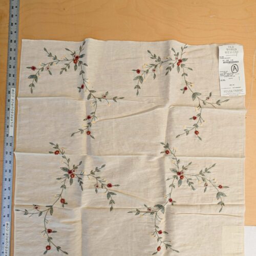 PXL_20241018_192930594 28 EV45 Silk Blend Square 26" x 27" Scalamandre Old World Weavers Nilima Spring Boquet Delicate Floral Vine Linen Silk Embroidery - Piece A