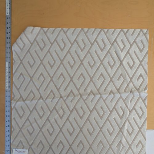 PXL_20241018_201733639 1 EV46 Velvet Square Scalamandre Guest Ivory Cream White Beige Geometric Greek Key Diamond Pattern Polyester Viscose