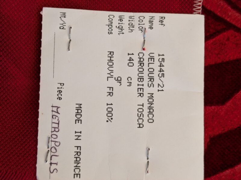 PXL_20241018_204829365 20 EV46 Velvet Square 26"x 29" Scalamandre Edmon Petit Old World Weavers Velours Monaco Carouber Tosca Red Art Deco