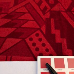 PXL_20241018_204859051 20 EV46 Velvet Square 26"x 29" Scalamandre Edmon Petit Old World Weavers Velours Monaco Carouber Tosca Red Art Deco