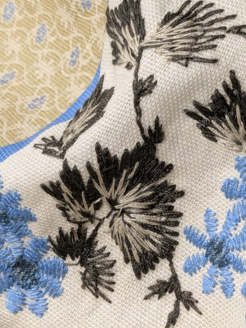 PXL_20250205_212652060 Gp&j Baker Lifestyle Madurai Aqua/cobalt Blue Floral Embroidery Stripe Cotton MSRP US196/y