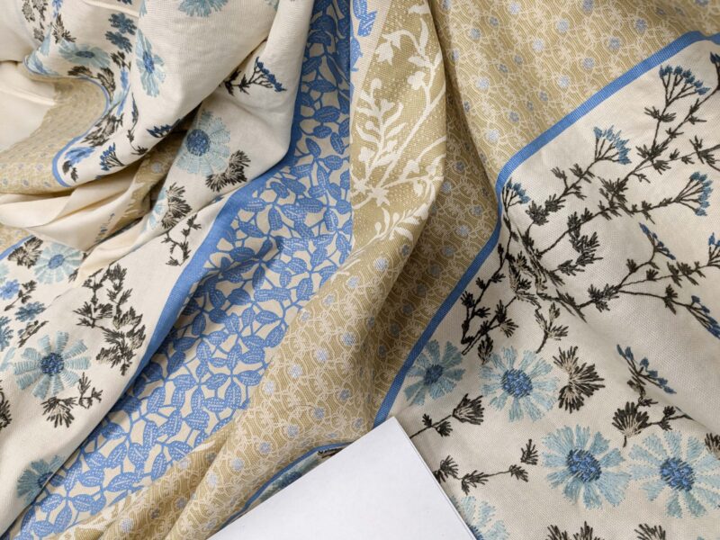 PXL_20250205_212711491 Gp&j Baker Lifestyle Madurai Aqua/cobalt Blue Floral Embroidery Stripe Cotton MSRP US196/y