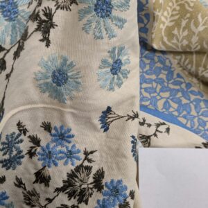 PXL_20250205_212721373 Gp&j Baker Lifestyle Madurai Aqua/cobalt Blue Floral Embroidery Stripe Cotton MSRP US196/y