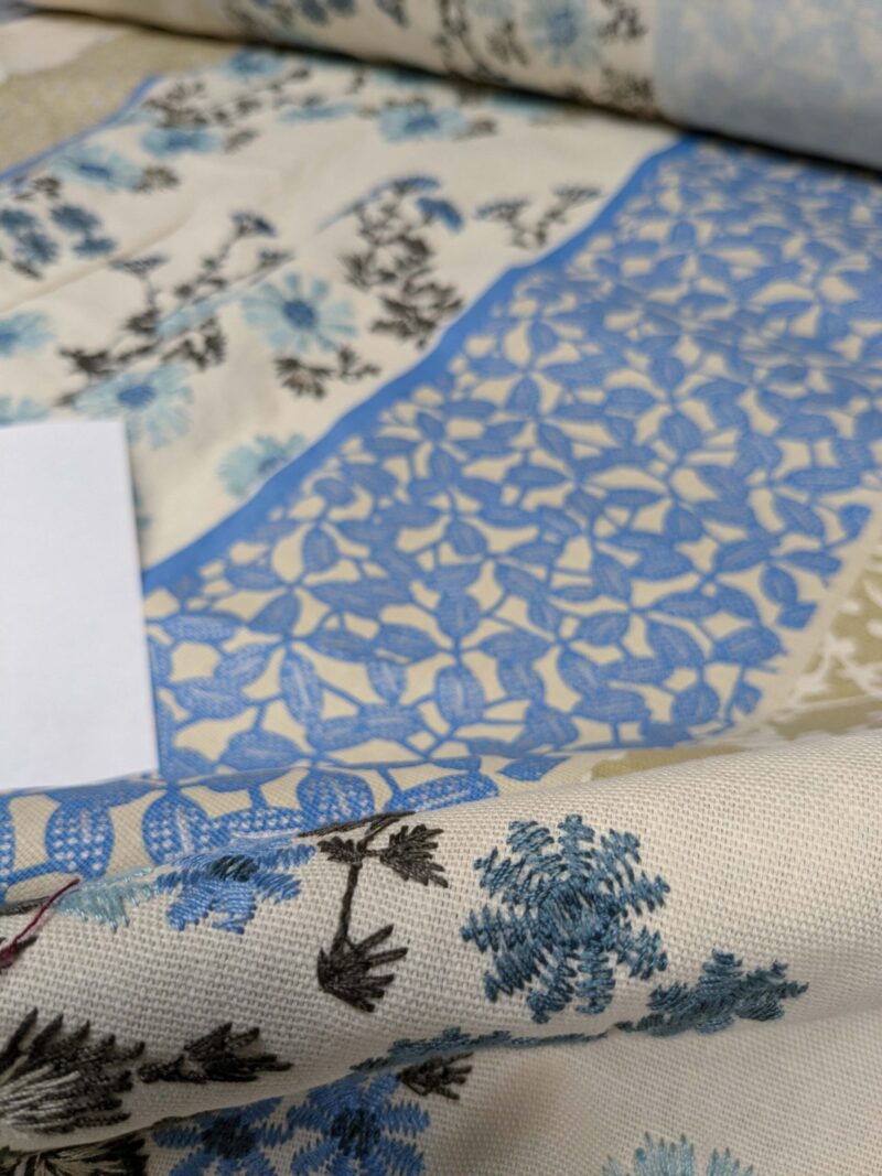 PXL_20250205_212747844 Gp&j Baker Lifestyle Madurai Aqua/cobalt Blue Floral Embroidery Stripe Cotton MSRP US196/y