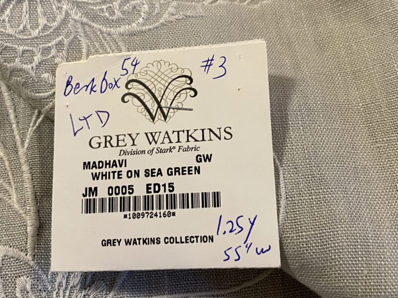 img_6671-1 1 Berkbox54 1.2 yard Scalamandre Madhavi Khaki on Ivory Embroidery Minor Defect MSRP USD 272/Y