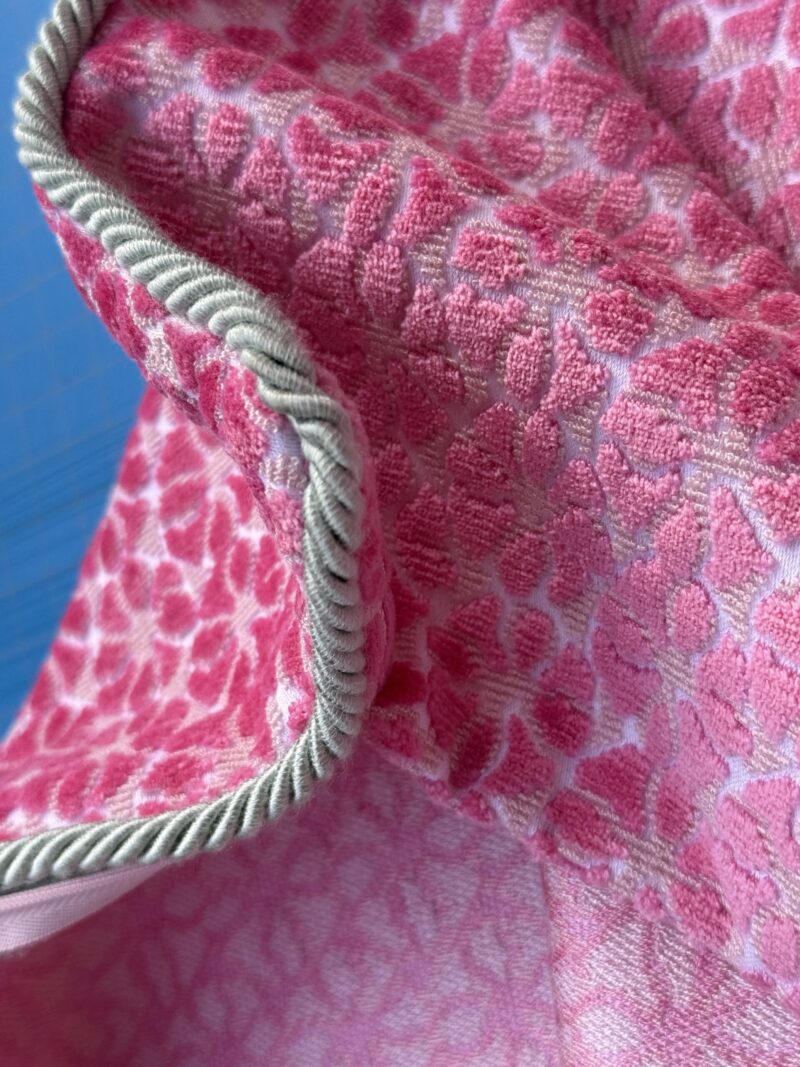 img_8345-2 Pillow Case only Scalamandre Hinson Colorpop Pillow Petal Velvet in Pinks with Cord Trim Pink  MSRP8