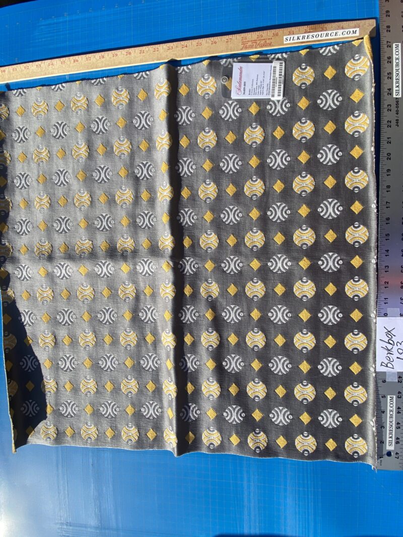 1 Berkbox103 Square Scalamandre Colony Collection Raku Grigio Gray Yellow Geometric Small Scale 26"x28"