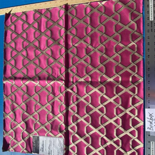 10 Berkbox103 Square Scalamandre Lelievre Ribon Fuchsia Pink Jacquard Diamond Ogee Fretwork Lattice Large Jacquard MSRP USD 300+/y