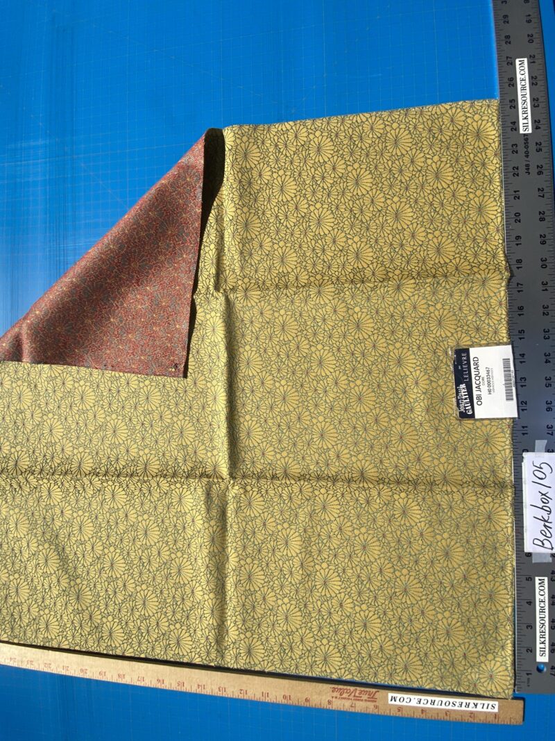 IMG_7008 12 Berkbox105 Square Scalamandre Jean Paul Gaultier Obi Jacquard Dore Yellow Floral Small Scale