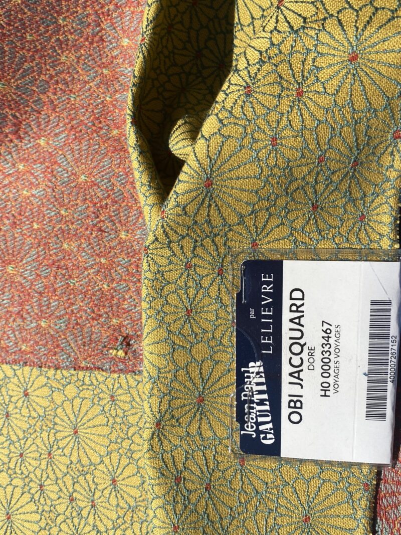 IMG_7009 12 Berkbox105 Square Scalamandre Jean Paul Gaultier Obi Jacquard Dore Yellow Floral Small Scale