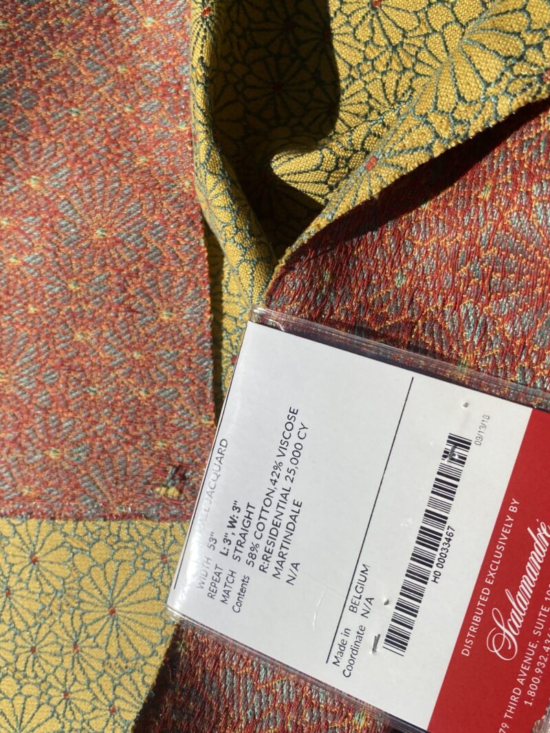 IMG_7010 12 Berkbox105 Square Scalamandre Jean Paul Gaultier Obi Jacquard Dore Yellow Floral Small Scale
