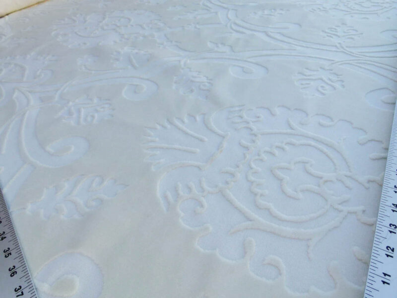 P1050815 By Yard Scalamandre Fonthill Velours Savoie Cream White Cut Velvet 100% Cotton Old World Weavers MSRP USD 304/Y