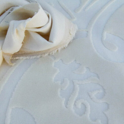 P1050818 By Yard Scalamandre Fonthill Velours Savoie Cream White Cut Velvet 100% Cotton Old World Weavers MSRP USD 304/Y