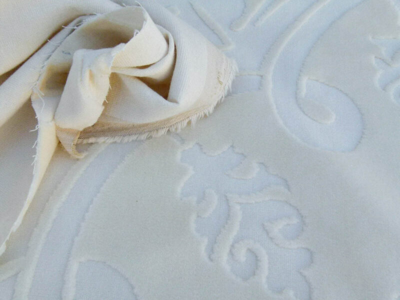 P1050818 By Yard Scalamandre Fonthill Velours Savoie Cream White Cut Velvet 100% Cotton Old World Weavers MSRP USD 304/Y