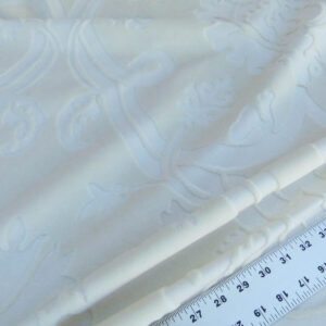 P1050820 By Yard Scalamandre Fonthill Velours Savoie Cream White Cut Velvet 100% Cotton Old World Weavers MSRP USD 304/Y