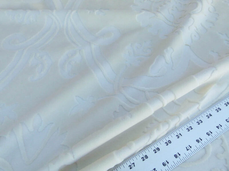 P1050820 By Yard Scalamandre Fonthill Velours Savoie Cream White Cut Velvet 100% Cotton Old World Weavers MSRP USD 304/Y