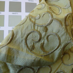 P1480933 by yard Pindler & Pindler Silk Embroidery Scroll Olive Green MSRP USD200+/y