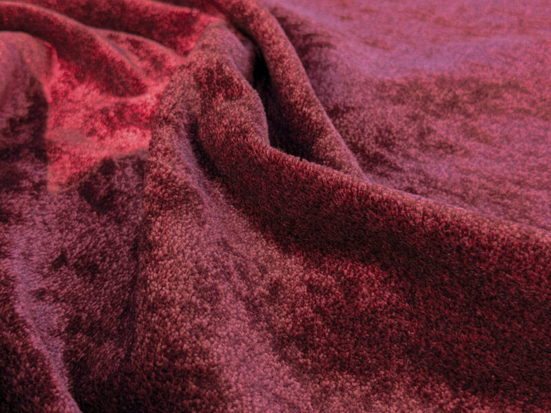 Mohair & Silk Velvet Seaweed Texture In Deep Wine Red Burgundy Heavy Duty