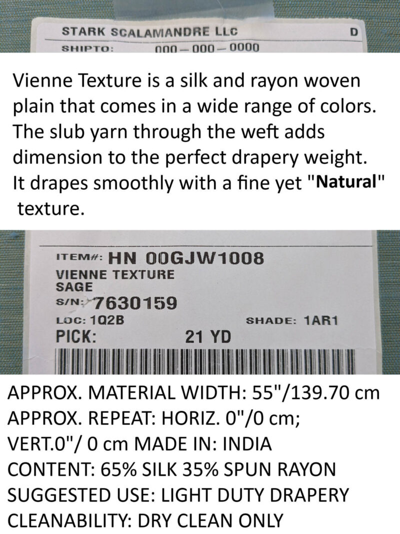 PXL_20240516_201740558-2 Scalamandre Vienne Texture Sage Light Blue Silk Solid Texture MSRP USD 276/y