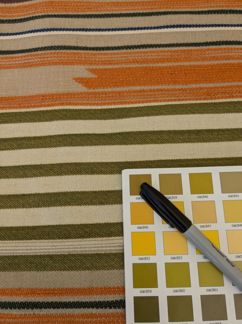 PXL_20241022_214725115 33 EV47 Square Scalamandre Cheyenne Orange Green Brown Beige Stripe Geometric MSRP USD 300+/y