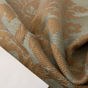 102 EV47 Square Scalamandre Olw World Weavers Felice Viscose Damask Aqua Brown Medallion