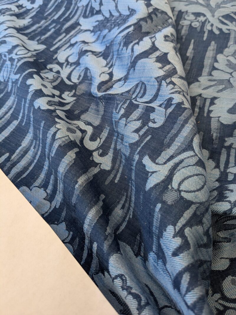 PXL_20241023_203646141 108 EV47 Square Scalamandre Colony Fabrics Villa Ada Blue Damask Floral Foliage Jacquard Cotton Viscose