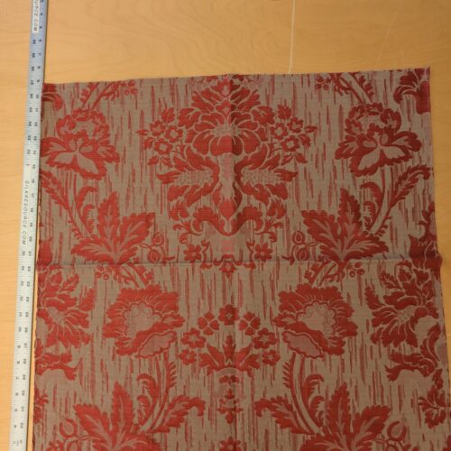PXL_20241023_203711668 109 EV47 Square Scalamandre Colony Fabrics Villa Ada Red Damask Floral Foliage Jacquard Cotton Viscose