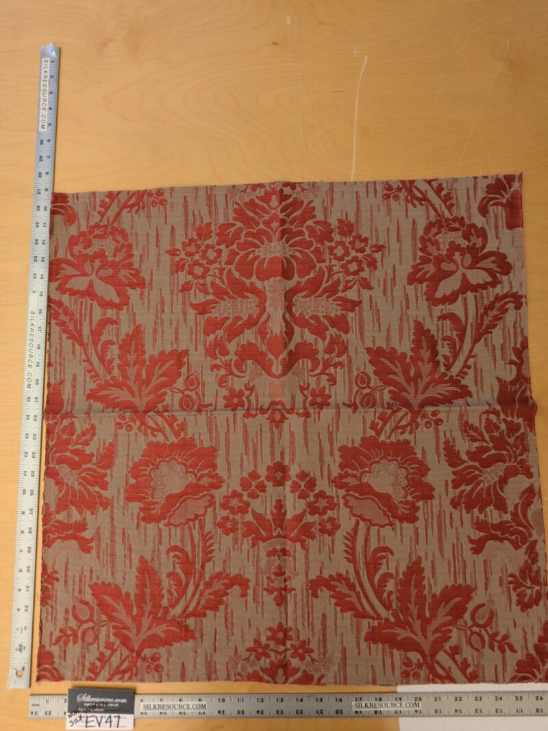 109 EV47 Square Scalamandre Colony Fabrics Villa Ada Red Damask Floral Foliage Jacquard Cotton Viscose
