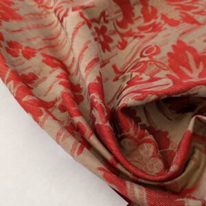 109 EV47 Square Scalamandre Colony Fabrics Villa Ada Red Damask Floral Foliage Jacquard Cotton Viscose