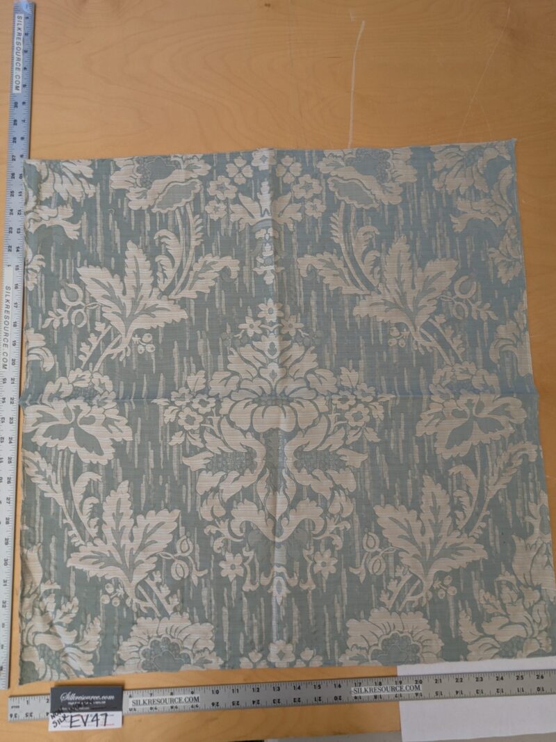 PXL_20241023_203916233 110 EV47 Square Scalamandre Colony Fabrics Villa Ada Light Blue Damask Floral Foliage Jacquard Cotton Viscose