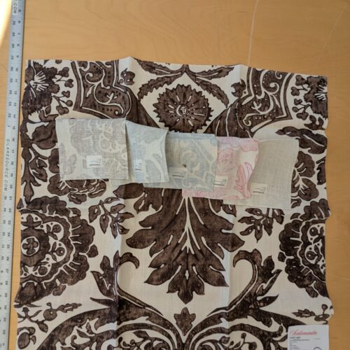 PXL_20241023_211841853 126 EV47 Square Scalamandre Luciana Damask Print Linen Espresso Brown White MSRP USD 346/yard