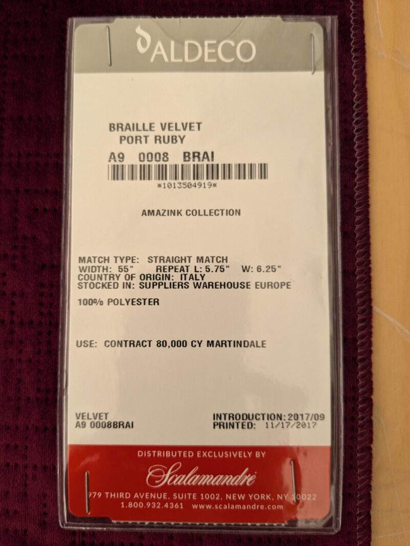 PXL_20241024_201700419 1 EV48 Square Scalamandre Aldeco Braille Velvet Solid Polyester Geometric Small Scale - 8 Pieces of Different Colorways