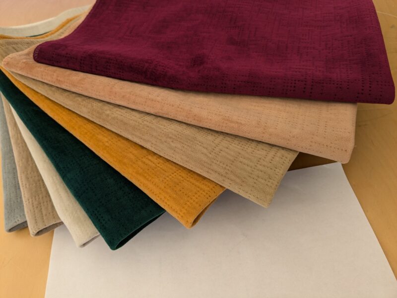 PXL_20241024_202206504 1 EV48 Square Scalamandre Aldeco Braille Velvet Solid Polyester Geometric Small Scale - 8 Pieces of Different Colorways