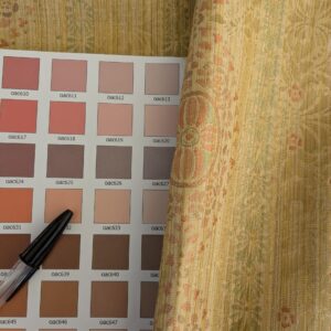 PXL_20241106_192902494 By Yard Fabricut Medallion 100% Silk Stripe In Jasmine Yellow & Pink Green Gold Strie