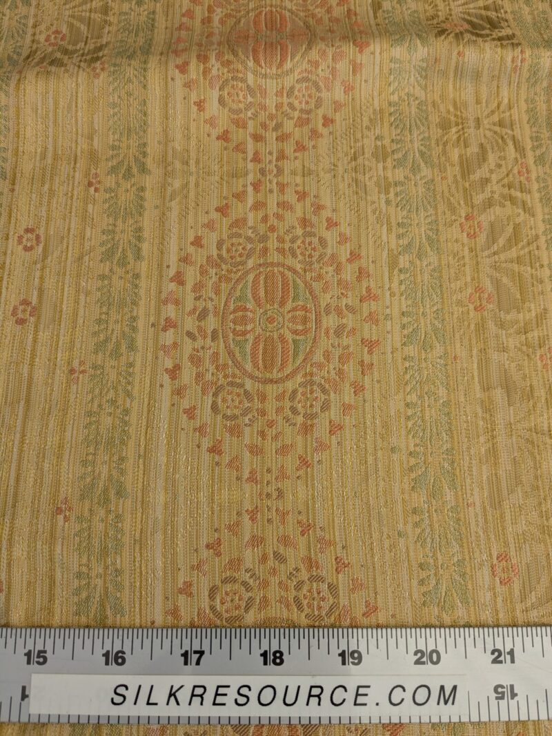 PXL_20241106_193013197 By Yard Fabricut Medallion 100% Silk Stripe In Jasmine Yellow & Pink Green Gold Strie