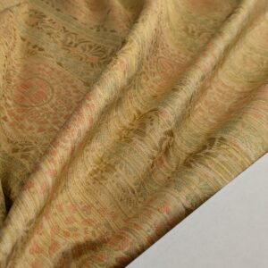 PXL_20241106_193028737 By Yard Fabricut Medallion 100% Silk Stripe In Jasmine Yellow & Pink Green Gold Strie