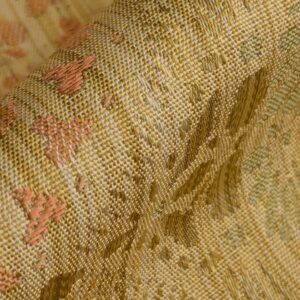 PXL_20241106_193034280 By Yard Fabricut Medallion 100% Silk Stripe In Jasmine Yellow & Pink Green Gold Strie