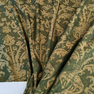 PXL_20241107_205436431 Chinoisery Flower in Vase Bronze Age 100% Silk Damask Emerald Deep Green Radiance! Highest Quality MSRP USD 400+/Yard