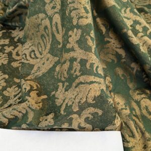 PXL_20241107_205513720 Chinoisery Flower in Vase Bronze Age 100% Silk Damask Emerald Deep Green Radiance! Highest Quality MSRP USD 400+/Yard