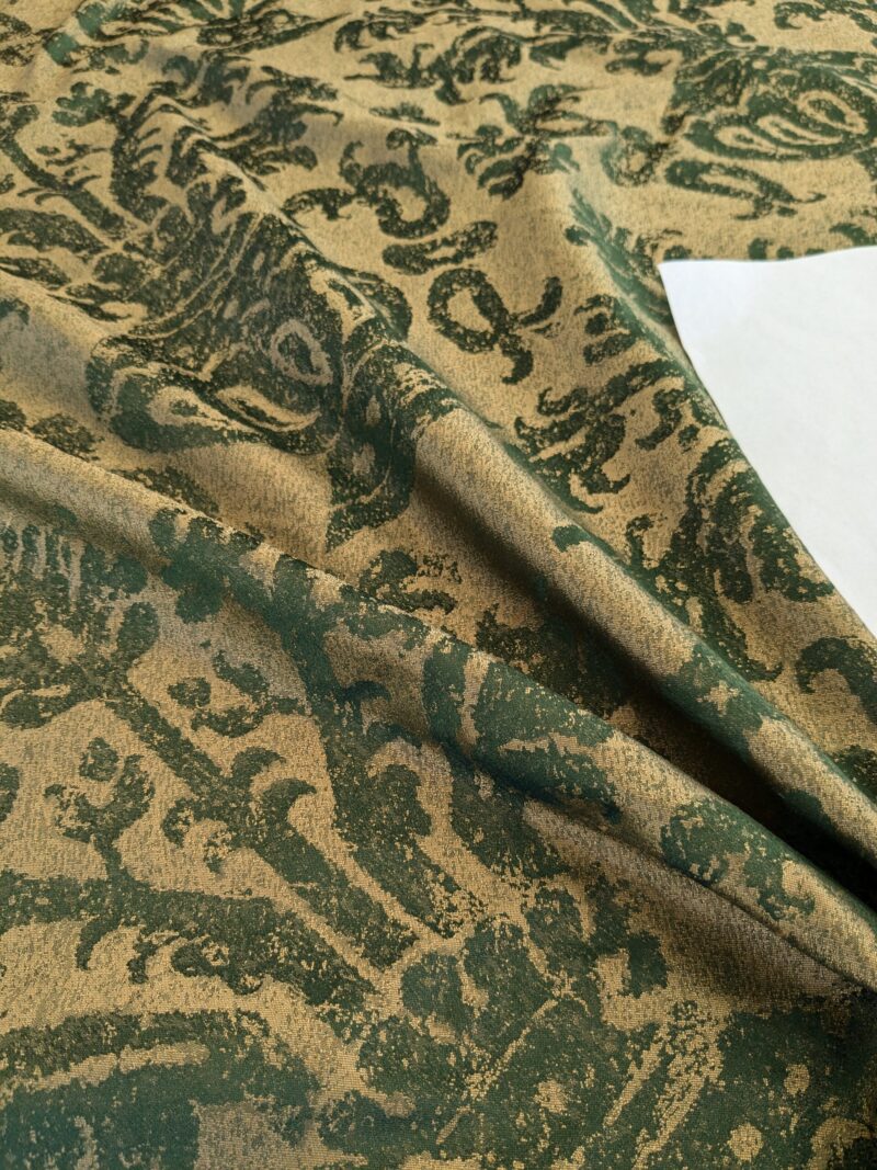 PXL_20241107_205627276 Chinoisery Flower in Vase Bronze Age 100% Silk Damask Emerald Deep Green Radiance! Highest Quality MSRP USD 400+/Yard