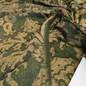 PXL_20241107_205650560 Chinoisery Flower in Vase Bronze Age 100% Silk Damask Emerald Deep Green Radiance! Highest Quality MSRP USD 400+/Yard