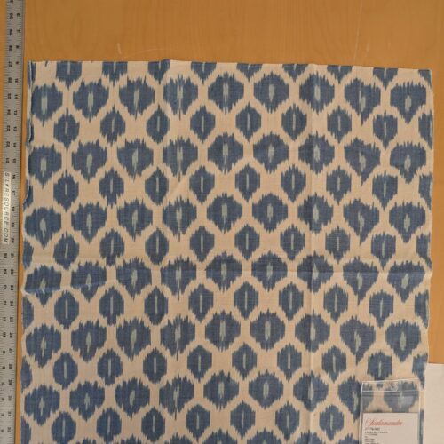 PXL_20241204_202248948 121 EV47 Square Scalamandre Amara Ikat Weave Lapis Blue White Cotton Hand Woven MSRP USD 150/Y