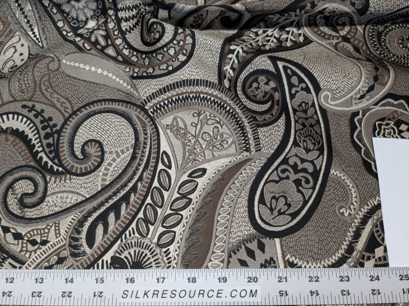PXL_20241217_224626213 Smashing! Old World Weavers 100% Silk Ottoman Black & White Silver Paisley Heavy