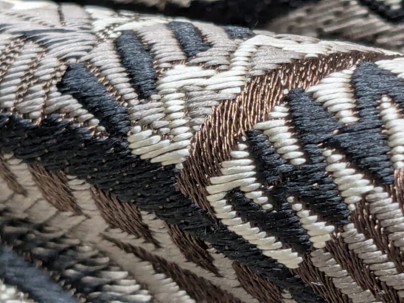 PXL_20241217_224640609 Smashing! Old World Weavers 100% Silk Ottoman Black & White Silver Paisley Heavy