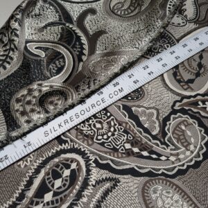 PXL_20241217_224722957 Smashing! Old World Weavers 100% Silk Ottoman Black & White Silver Paisley Heavy