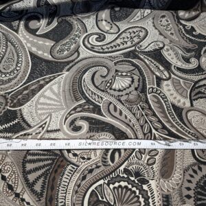 PXL_20241217_224930106 Smashing! Old World Weavers 100% Silk Ottoman Black & White Silver Paisley Heavy