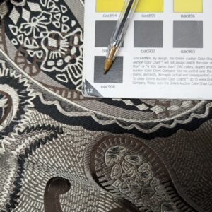 PXL_20241217_225257634 Smashing! Old World Weavers 100% Silk Ottoman Black & White Silver Paisley Heavy