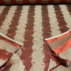 img_7570 Old World Weavers Silk Leaves Stripe Russet Red Foliage Lampas MSRP USD216/y