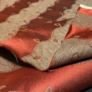 img_7572 Old World Weavers Silk Leaves Stripe Russet Red Foliage Lampas MSRP USD216/y